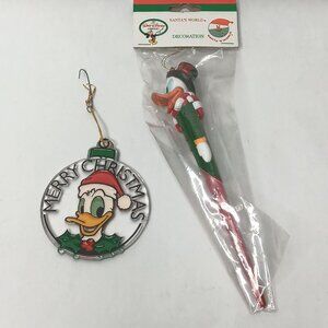 Disney Donald Duck Ornament Pair Kurt Adler Santas World Scrooge Icicle Santa Ĝ
